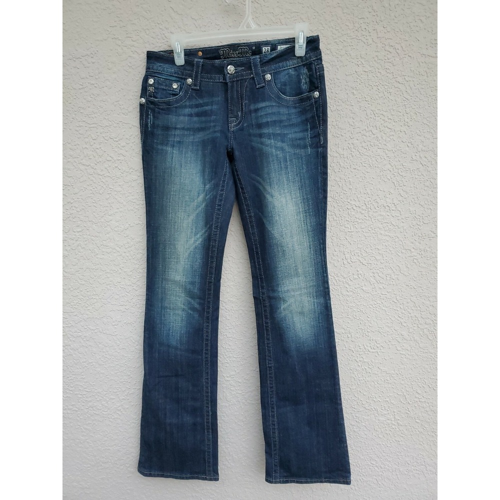 Miss Me Woman's Dark Boot Cut Floral Embroidered Denim Jeans Size 28